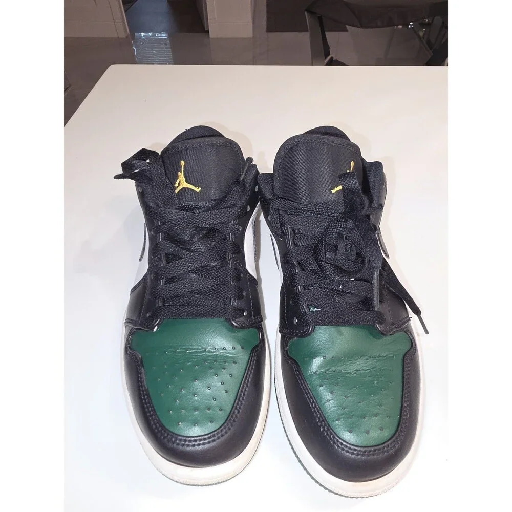 Nike Air Jordan 1 Low Green Toe Basketball Men Sz 7 GS 5Y Retro Black 553558-371